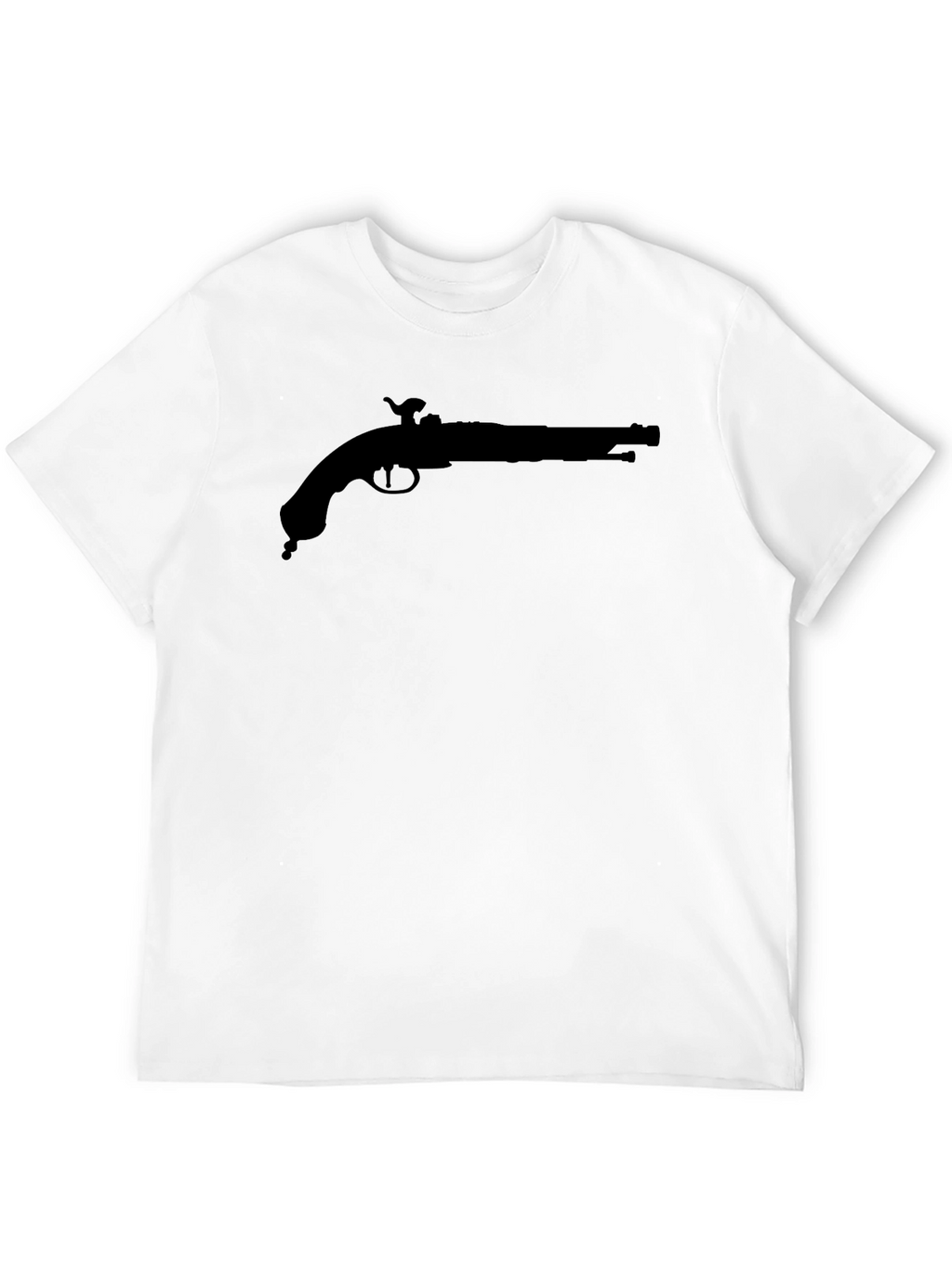 Black T-Shirt with Pirate Pistol Graphic