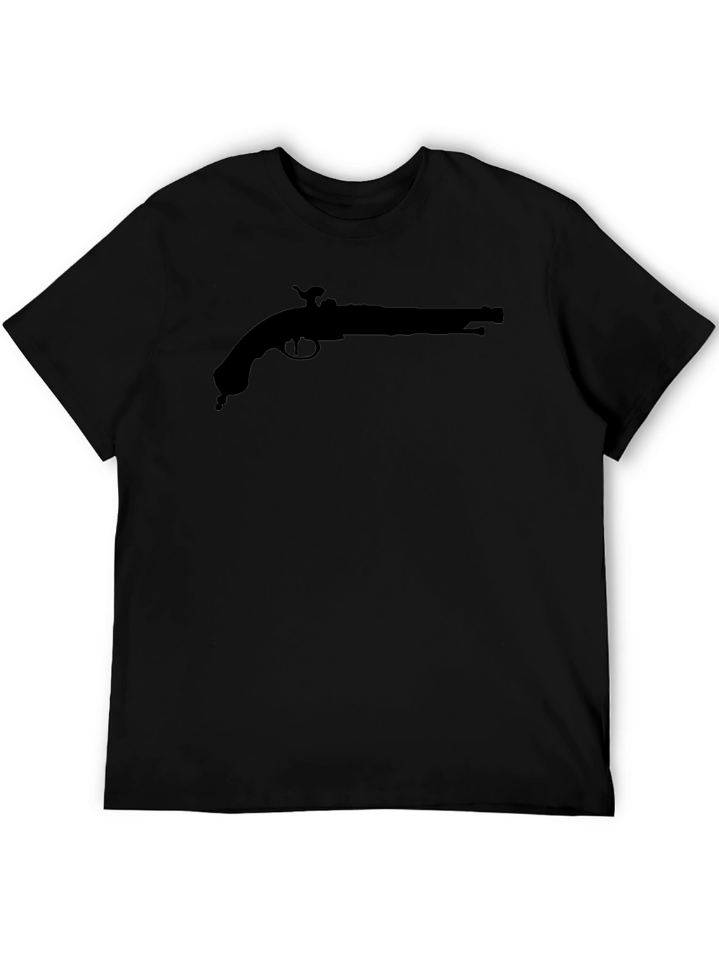Black T-Shirt with Pirate Pistol Graphic