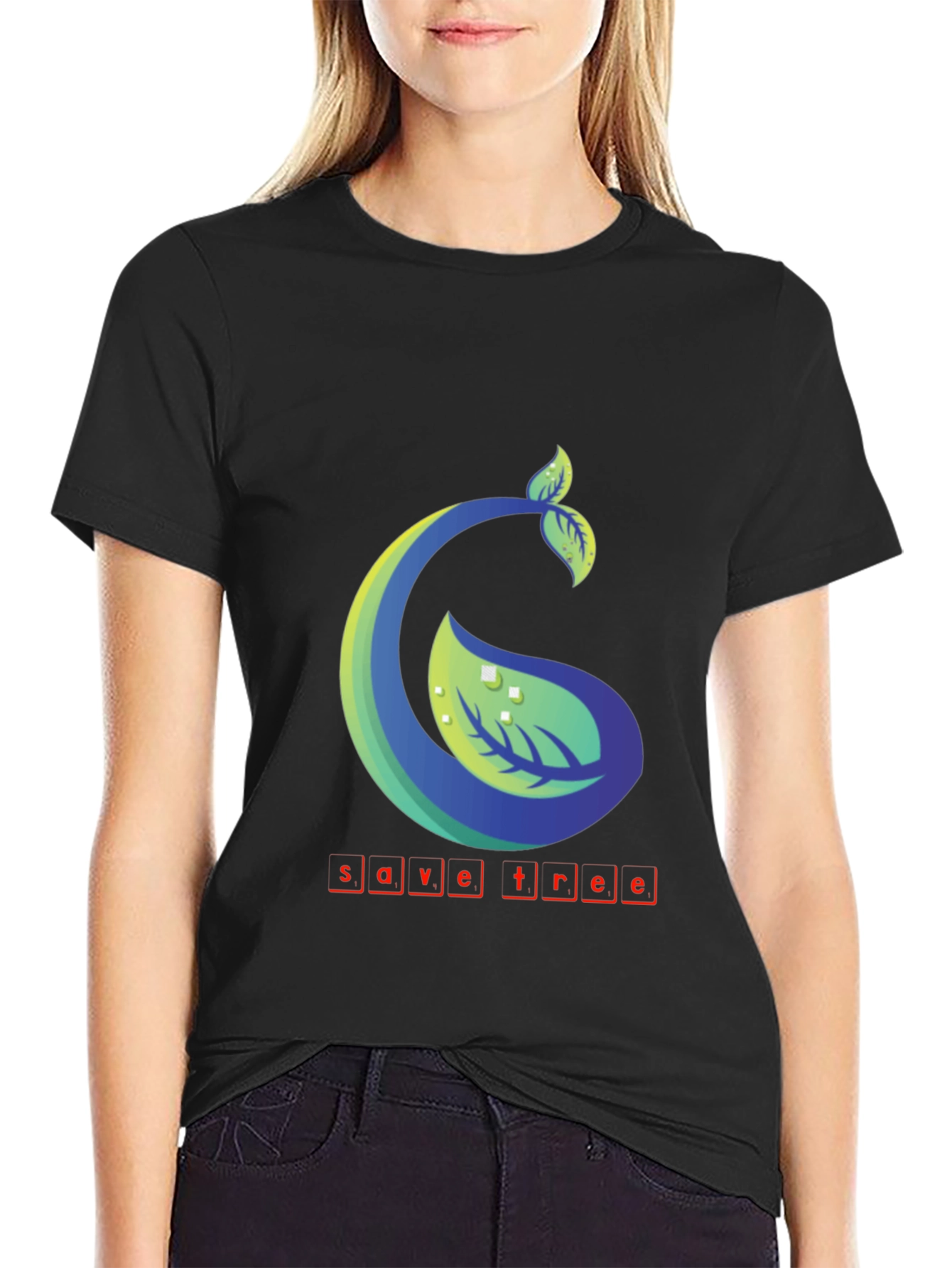 Eco-Friendly Save Tree Graphic Tee - Black
