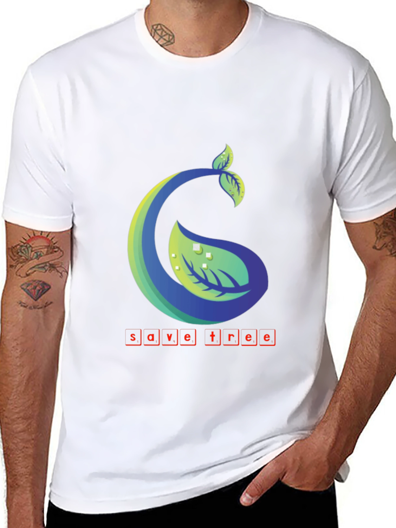 Eco-Friendly Save Tree Graphic Tee - Black