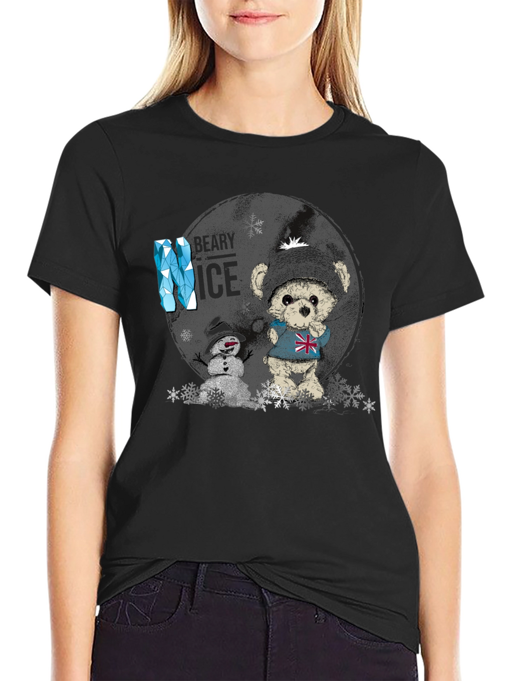 Winter Bear & Snowman Graphic T-Shirt