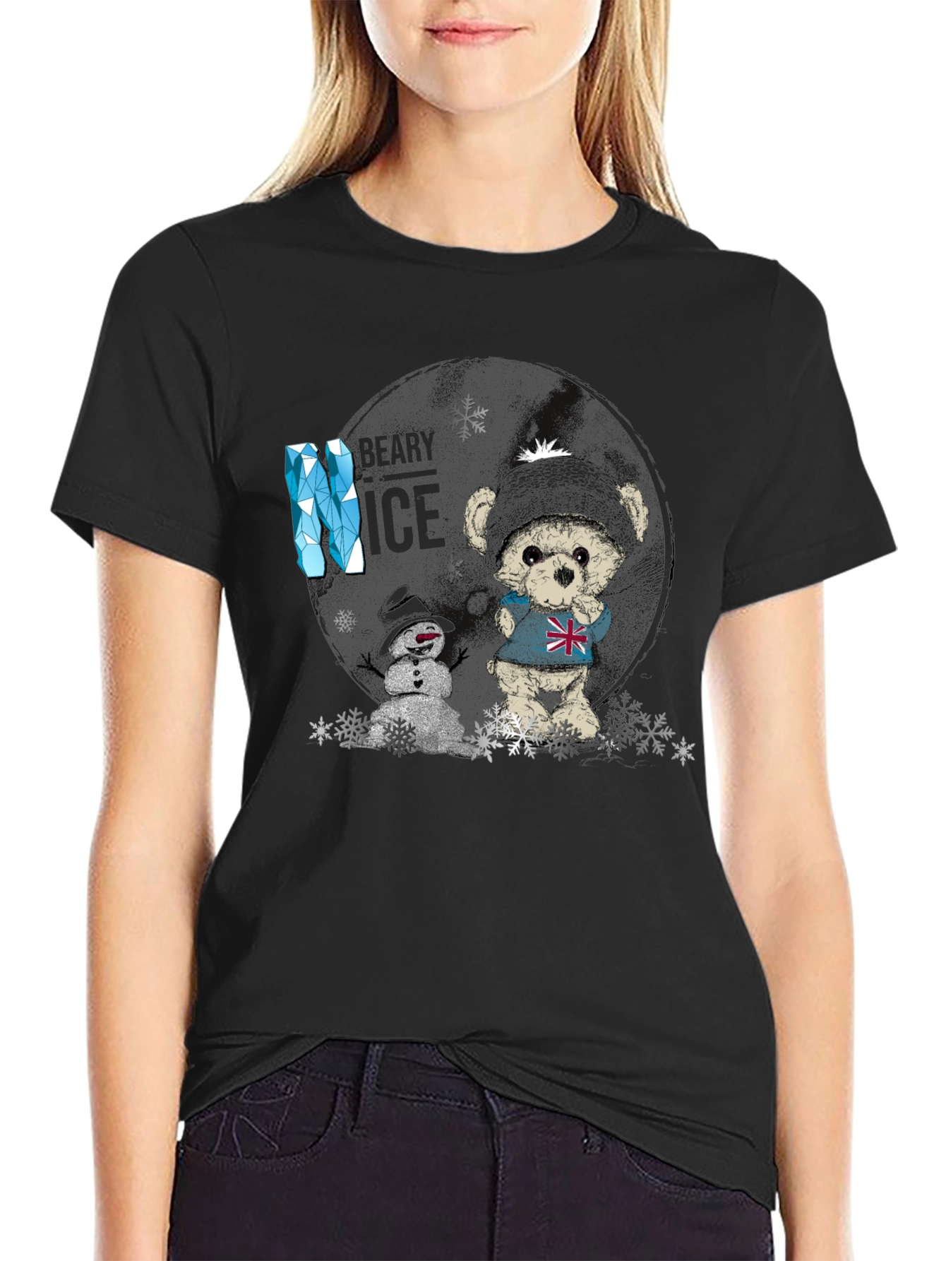 Winter Bear & Snowman Graphic T-Shirt