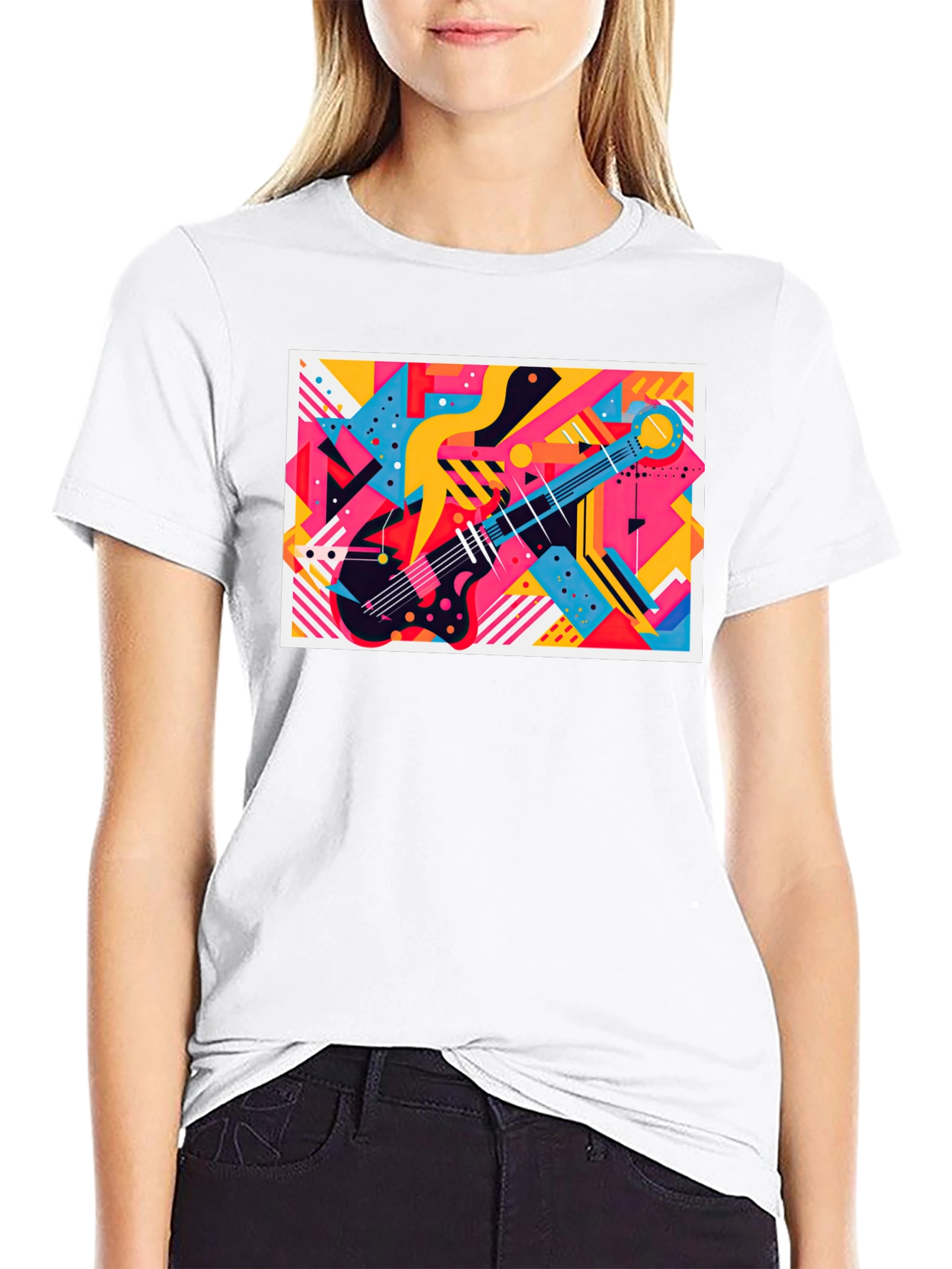 Abstract Guitar Graphic Tee - Trendy Music Lover T-Shirt