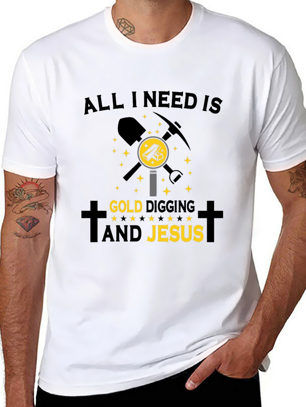 Gold Digging & Jesus T-Shirt - Black