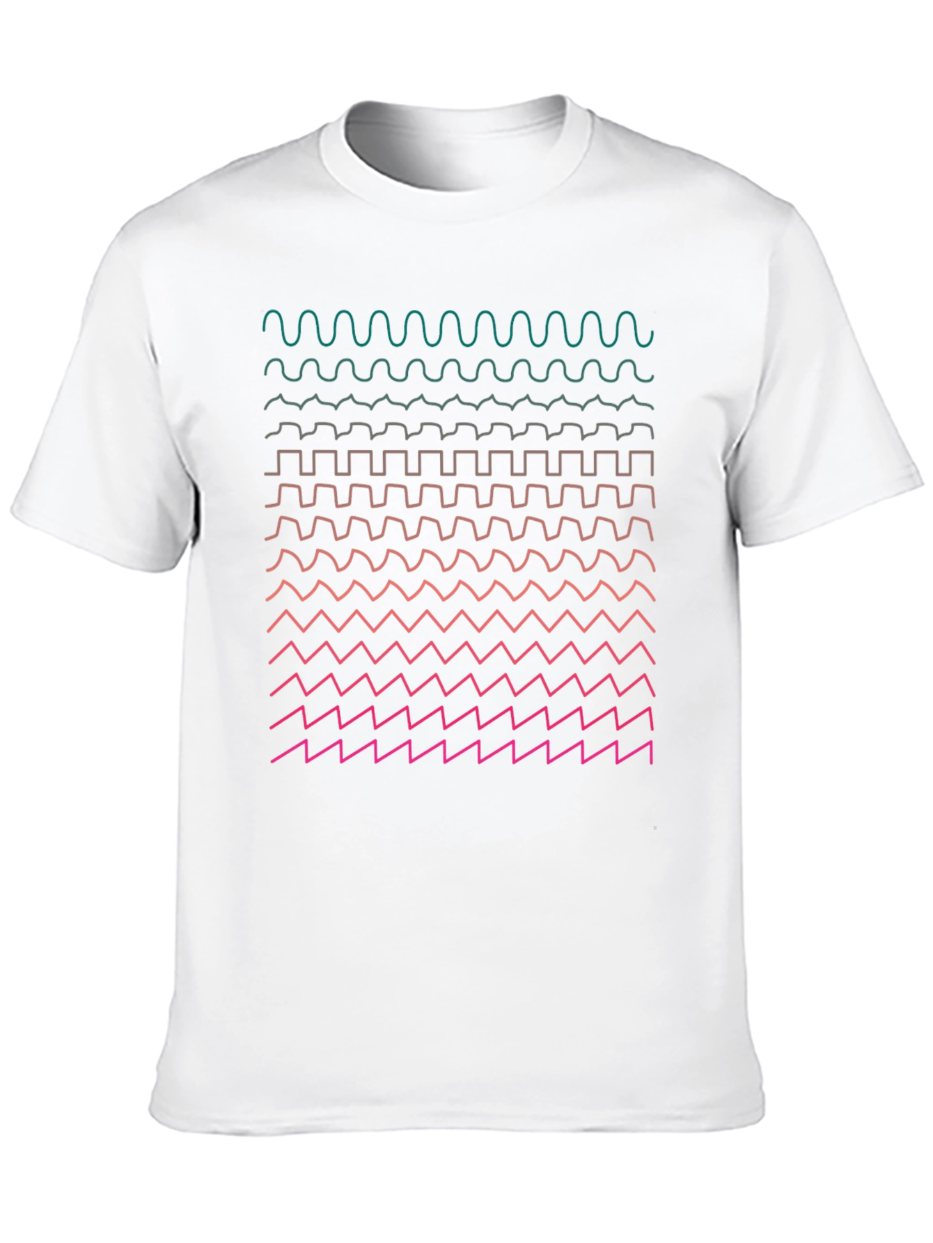 Geometric Waveform Print Black T-Shirt