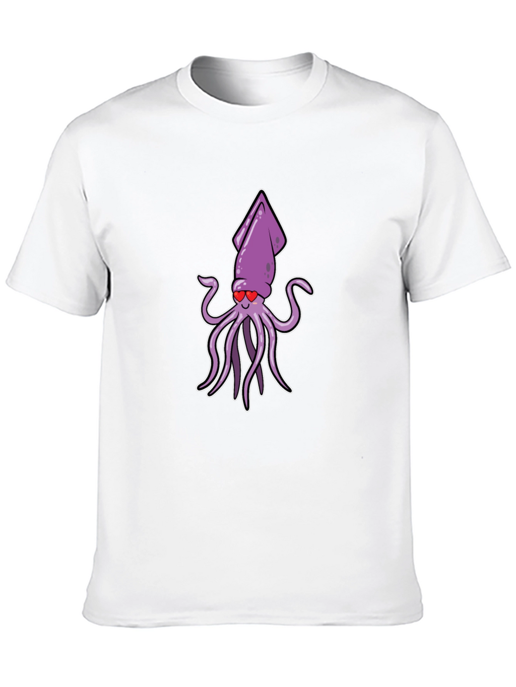 Cute Squid Love Cartoon Graphic T-Shirt