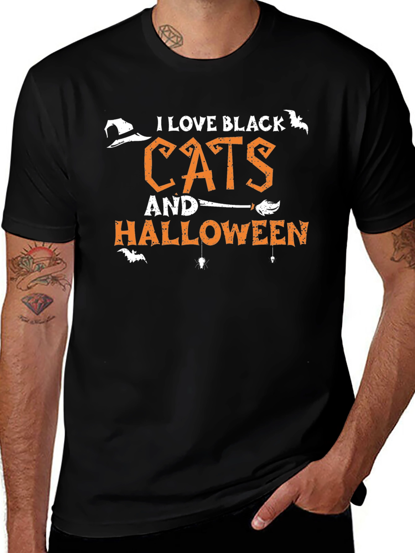I Love Black Cats and Halloween T-Shirt