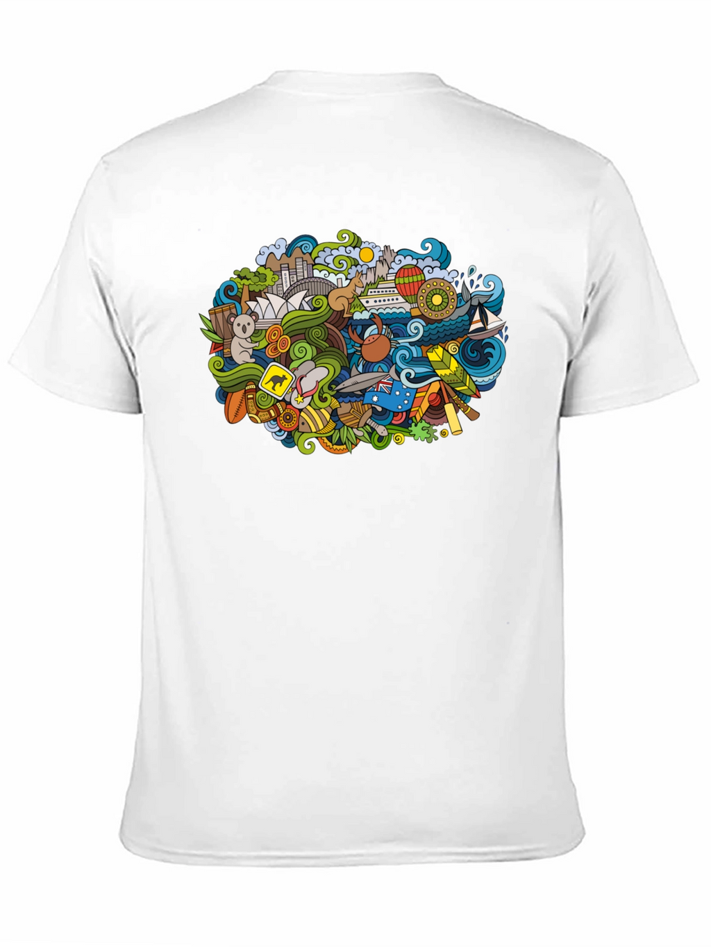 Australia Doodle Art Black T-Shirt