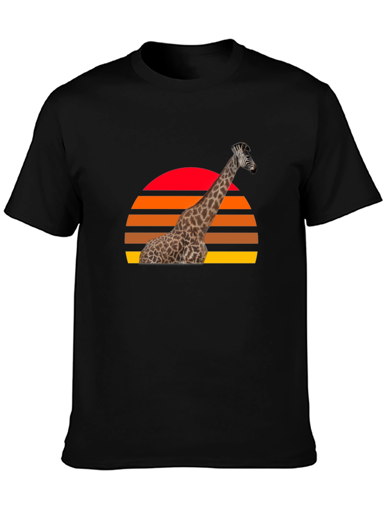 Giraffe Sunset Graphic Tee - Retro Style