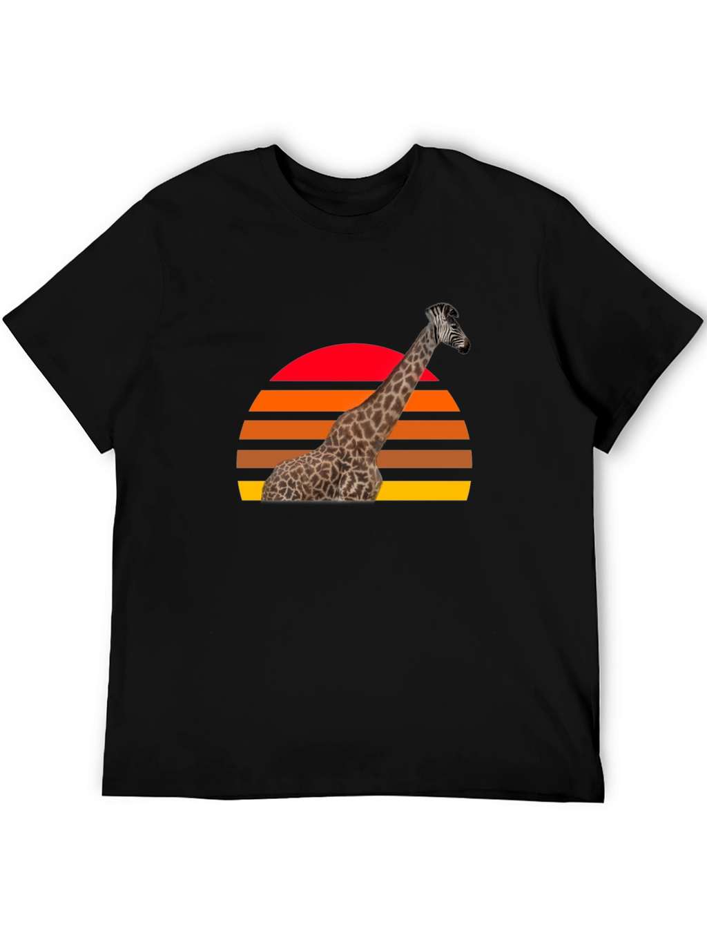 Giraffe Sunset Graphic Tee - Retro Style
