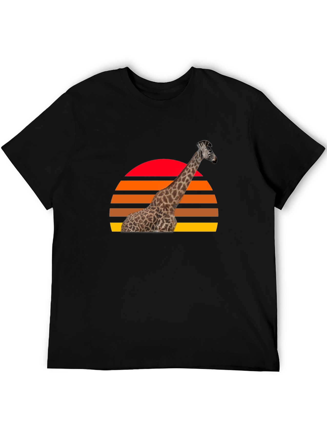 Giraffe Sunset Graphic Tee - Retro Style