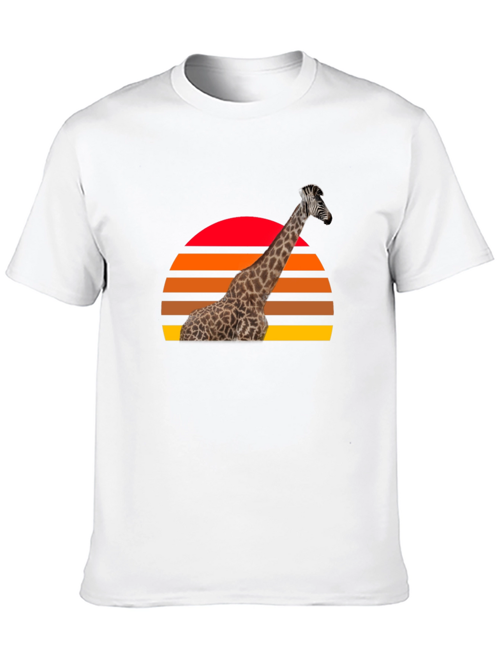 Giraffe Sunset Graphic Tee - Retro Style