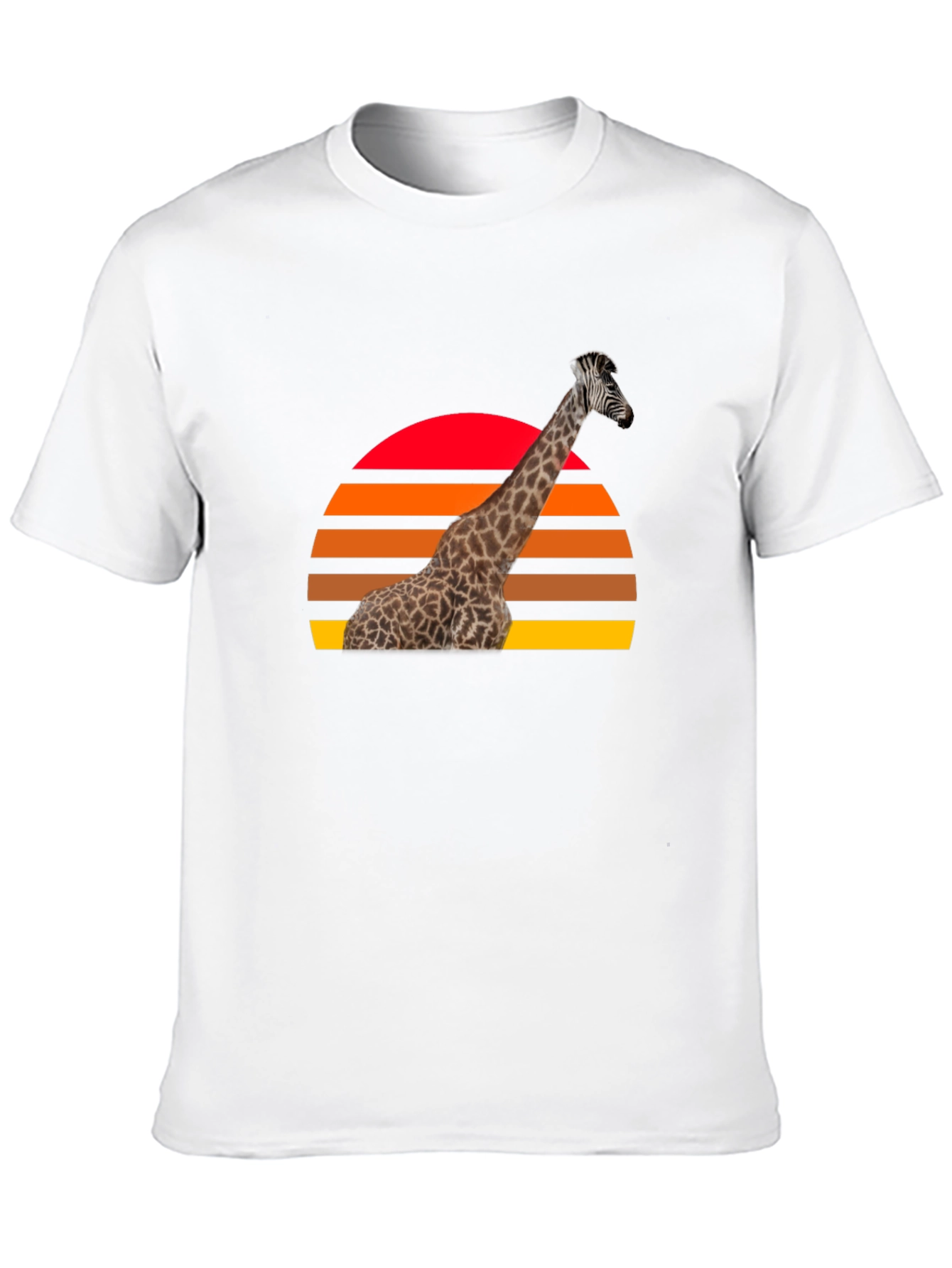 Giraffe Sunset Graphic Tee - Retro Style