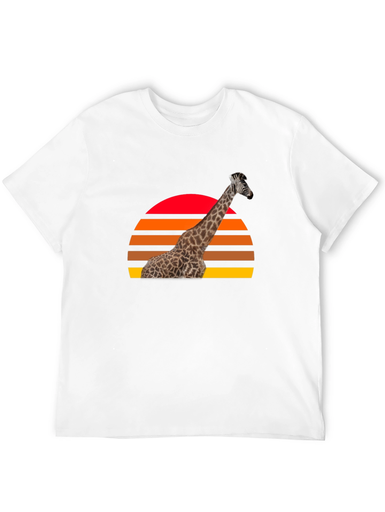Giraffe Sunset Graphic Tee - Retro Style