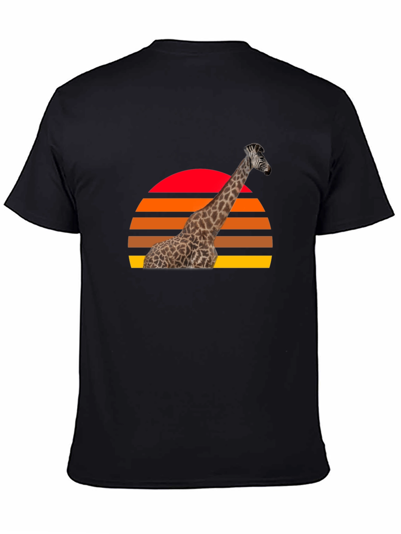 Giraffe Sunset Graphic Tee - Retro Style