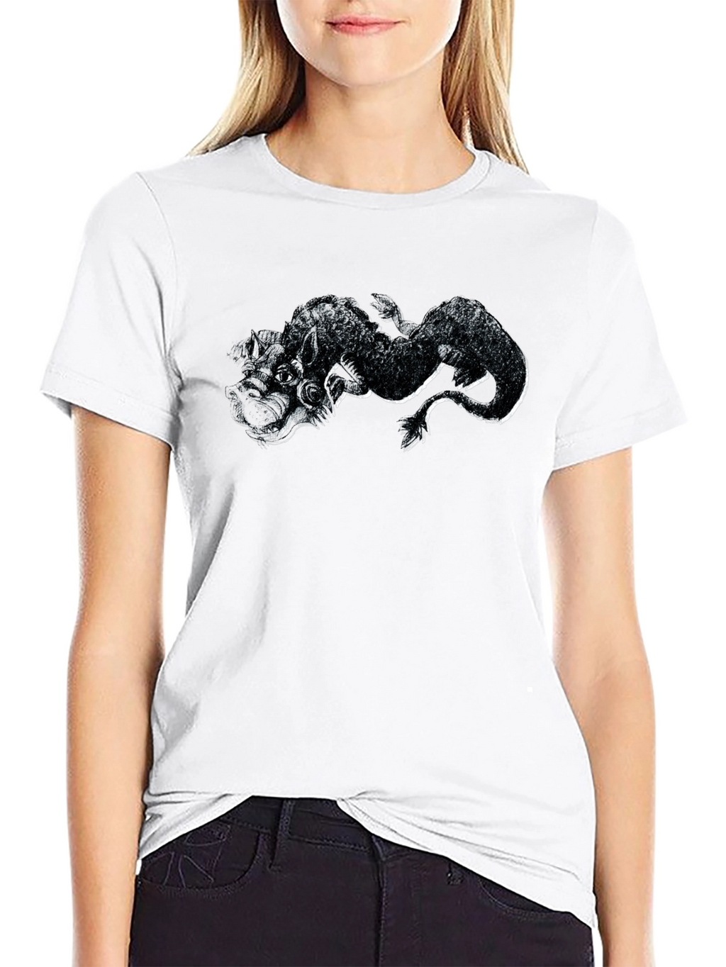 Black T-Shirt with Dragon Graphic