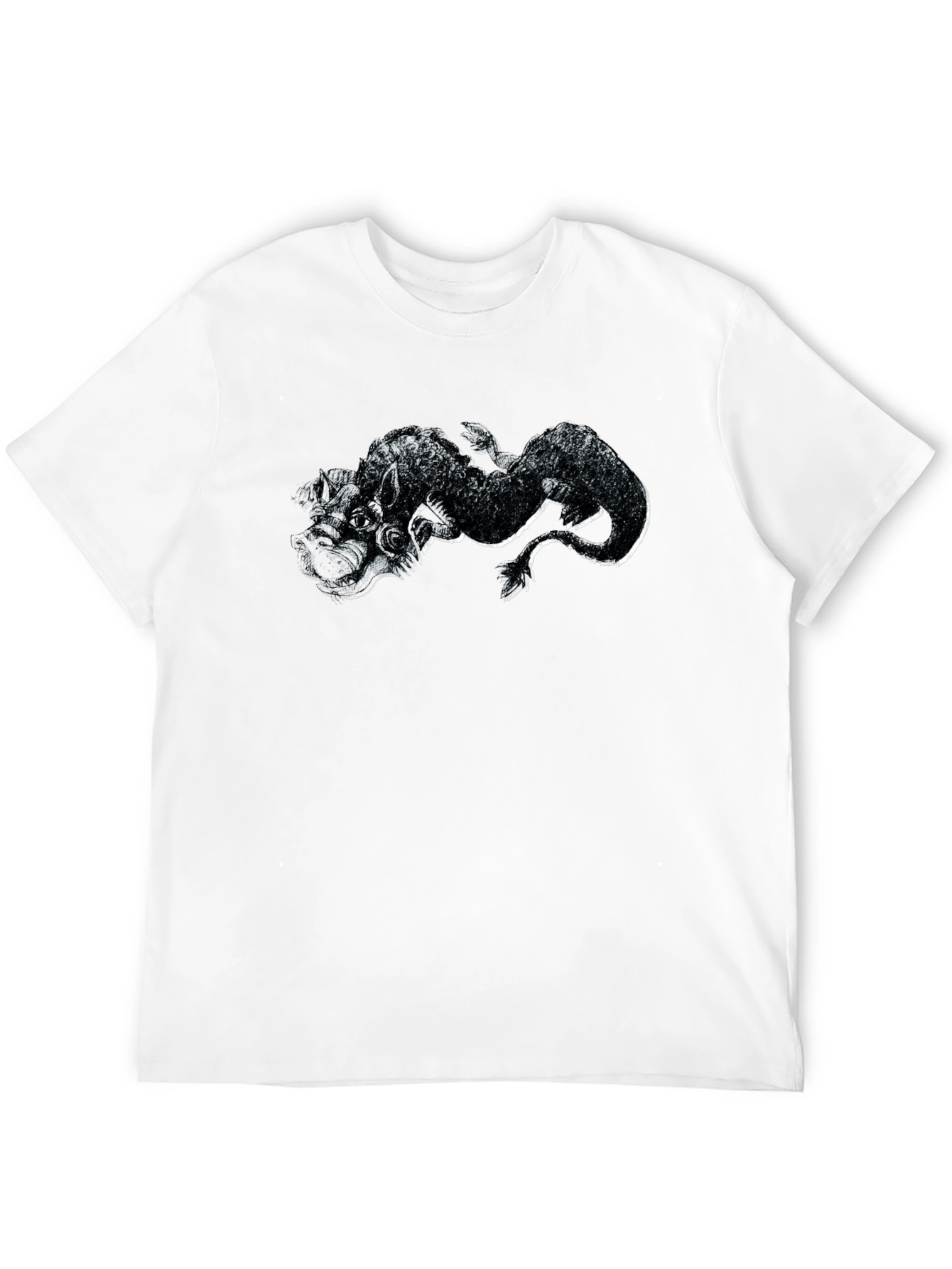 Black T-Shirt with Dragon Graphic