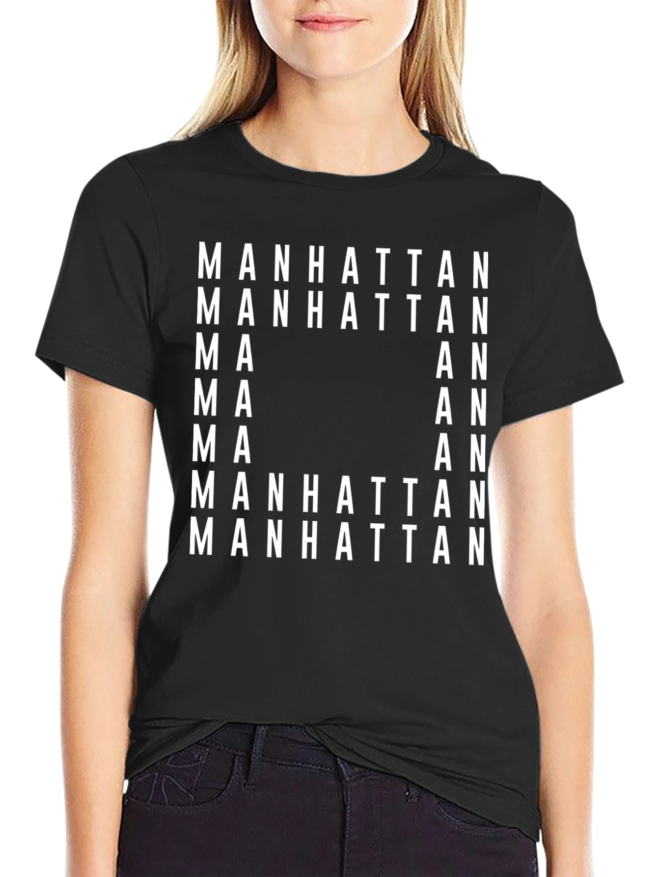Manhattan Word Art T-Shirt - Urban Style Graphic Tee
