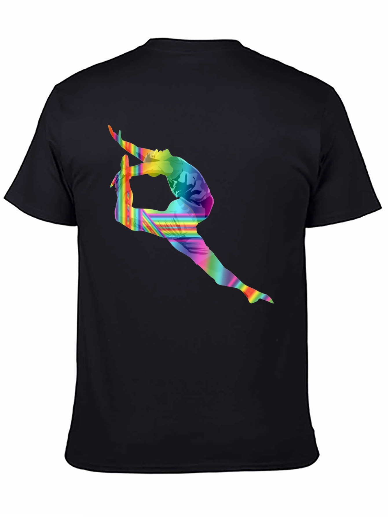 Rainbow Gymnast Graphic Tee - Stylish Black T-Shirt