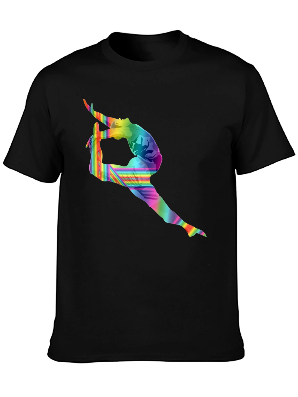 Rainbow Gymnast Graphic Tee - Stylish Black T-Shirt