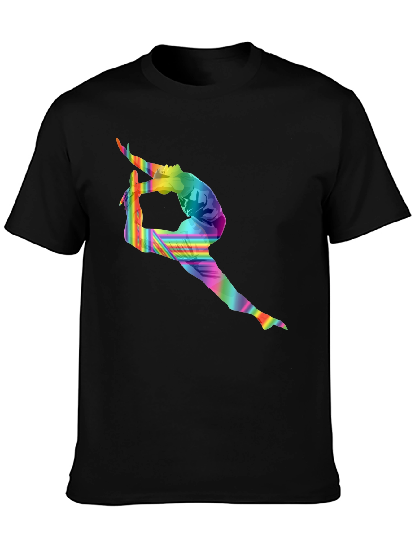 Rainbow Gymnast Graphic Tee - Stylish Black T-Shirt