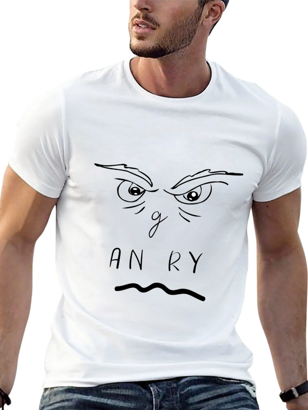 Angry Face Graphic Black T-Shirt