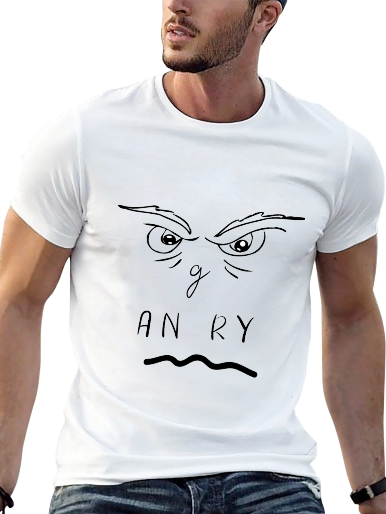 Angry Face Graphic Black T-Shirt