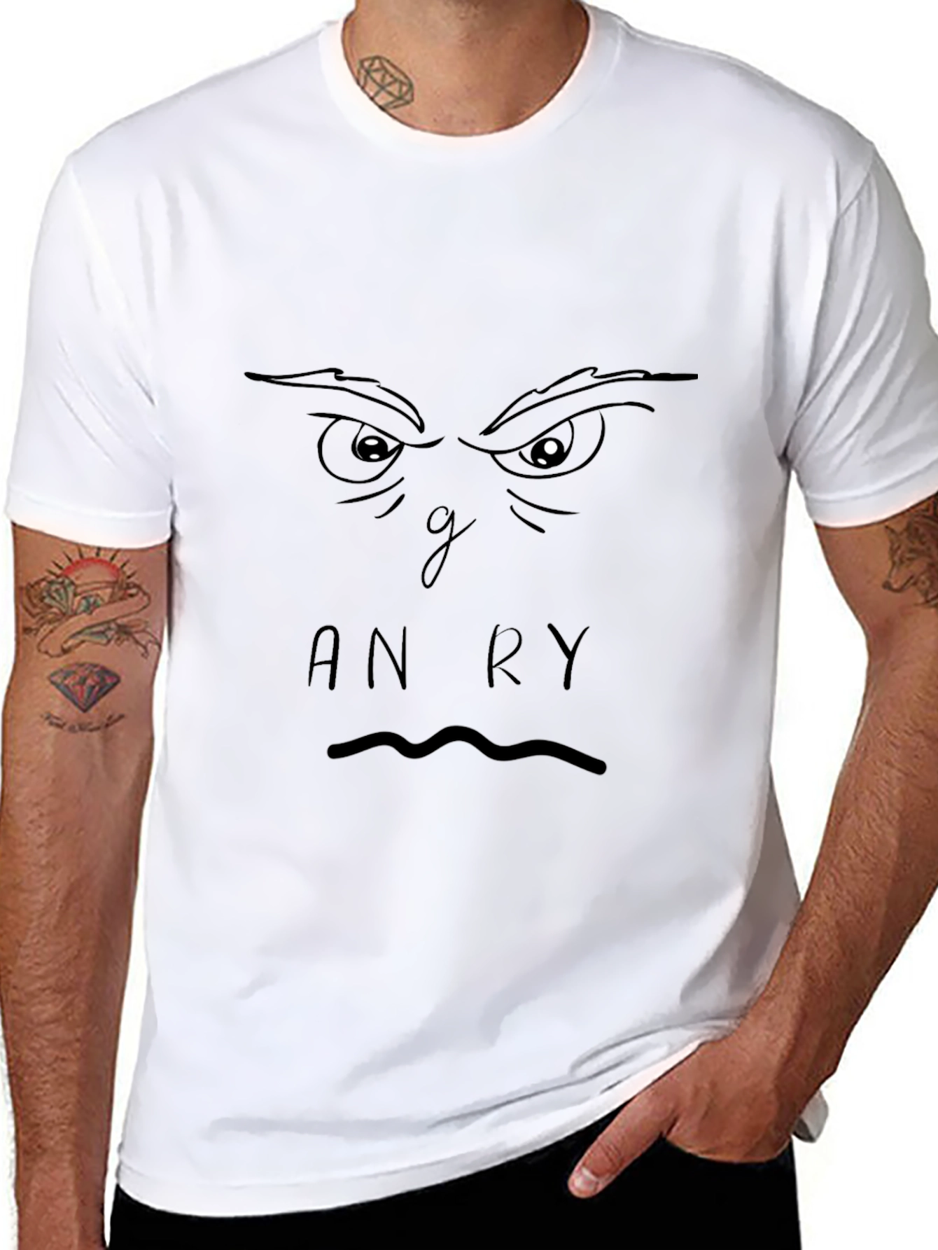 Angry Face Graphic Black T-Shirt
