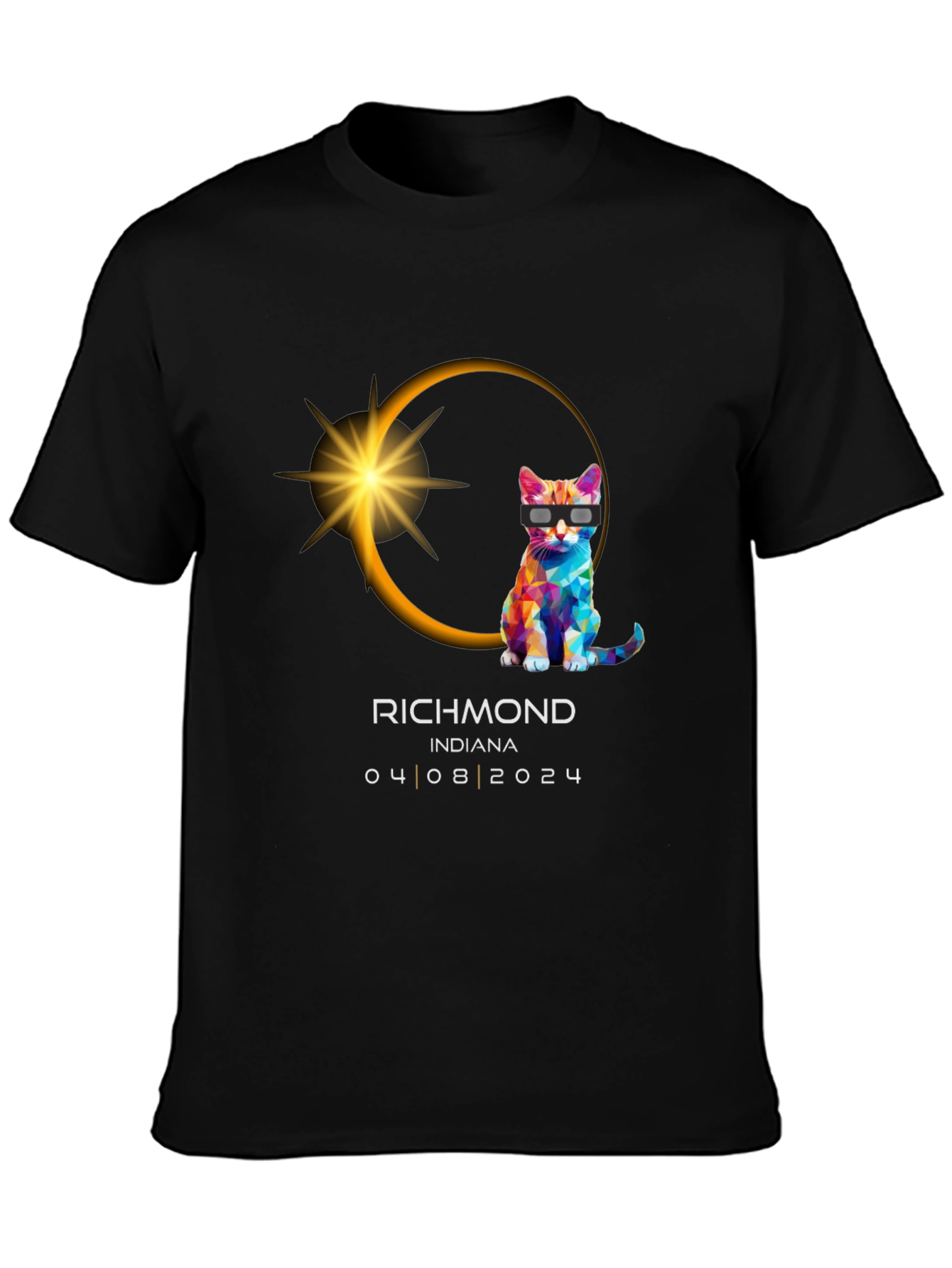 Richmond Indiana 2024 Total Solar Eclipse Cat T-Shirt