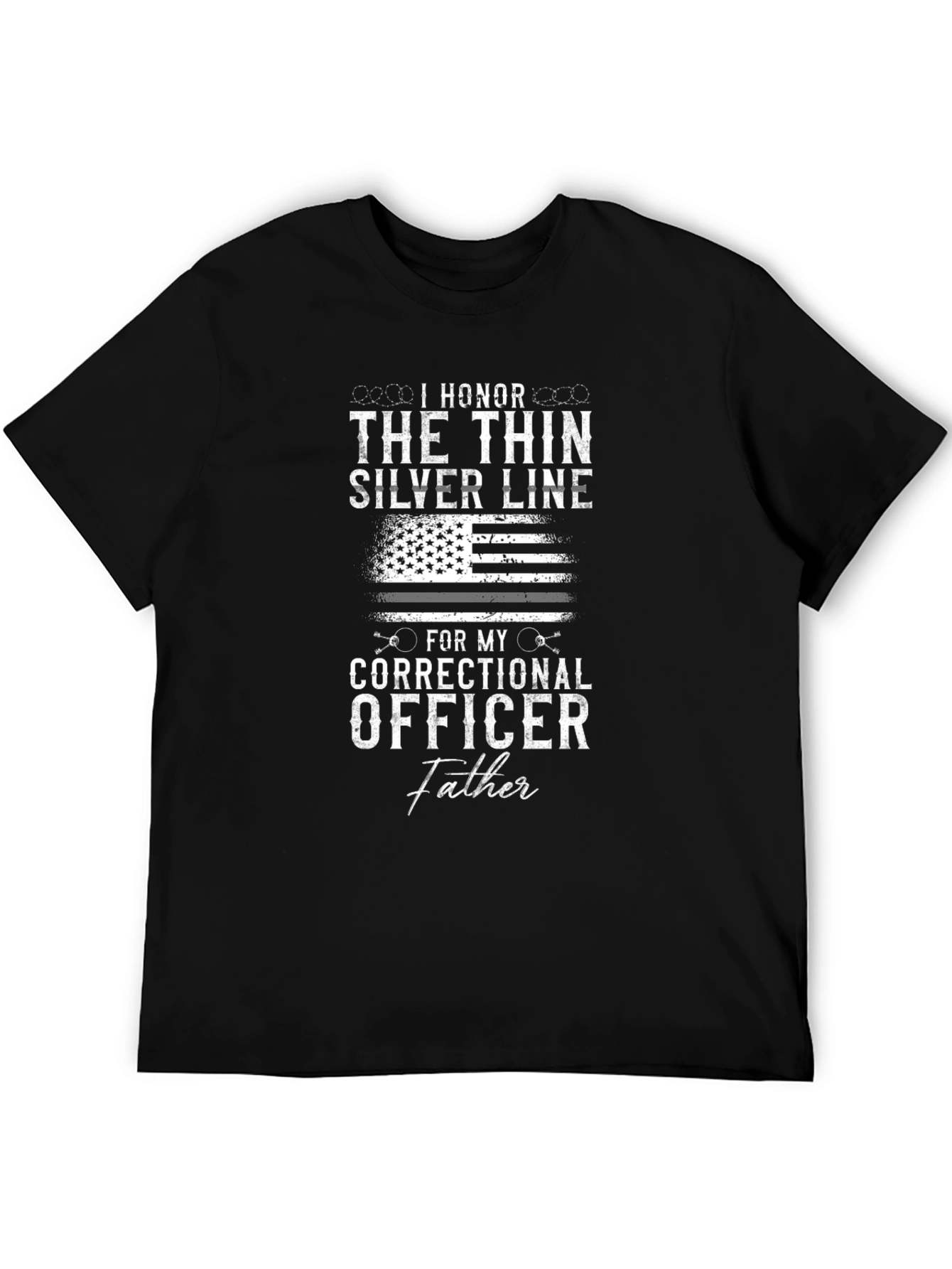 Honor Correctional Officer Father Black T-Shirt