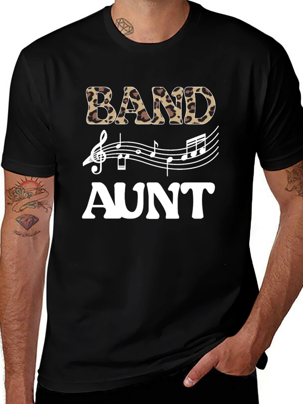 Band Aunt Leopard Print Music T-Shirt