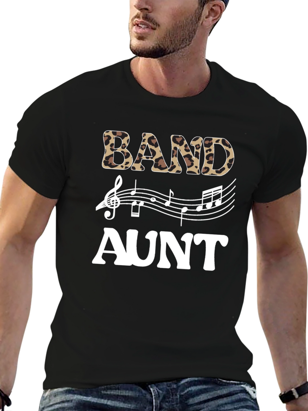 Band Aunt Leopard Print Music T-Shirt