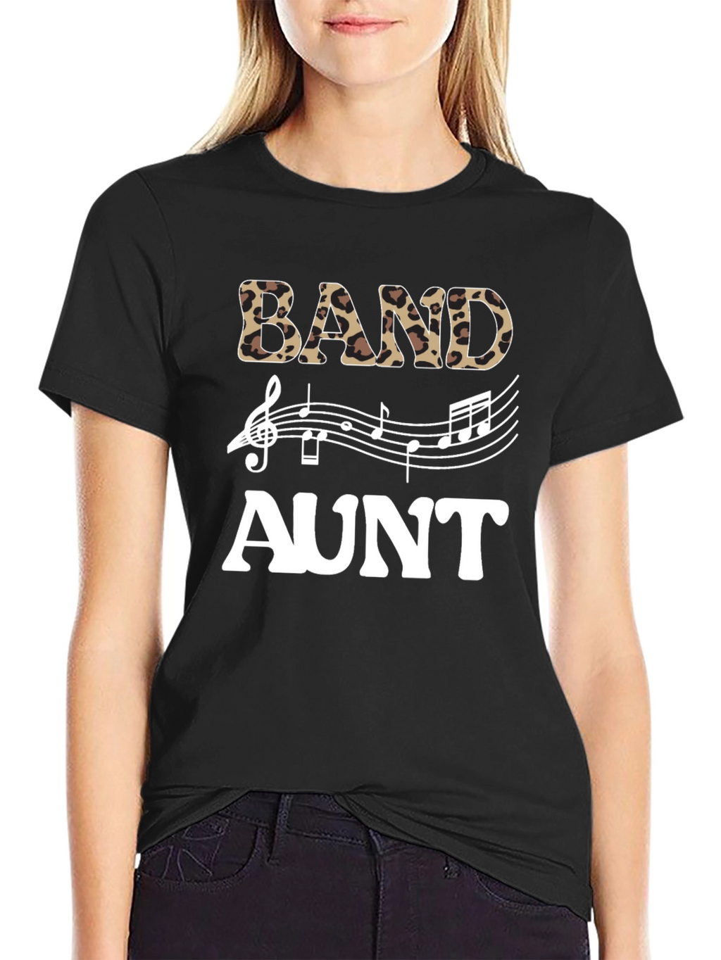 Band Aunt Leopard Print Music T-Shirt