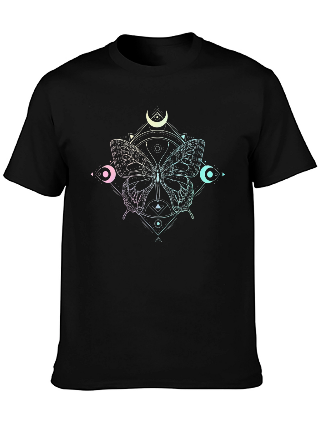 Butterfly Geometric Graphic Black Tee