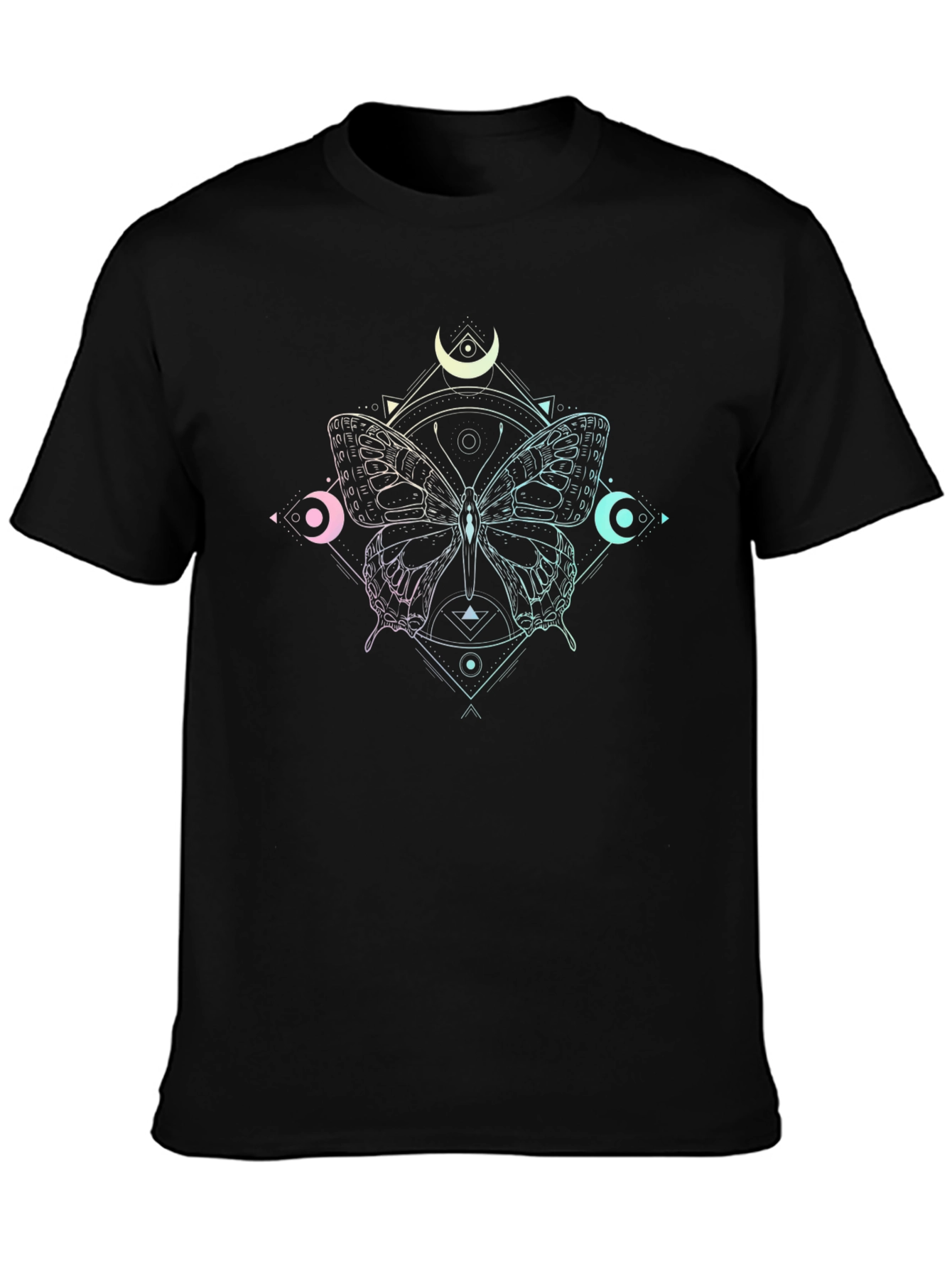 Butterfly Geometric Graphic Black Tee