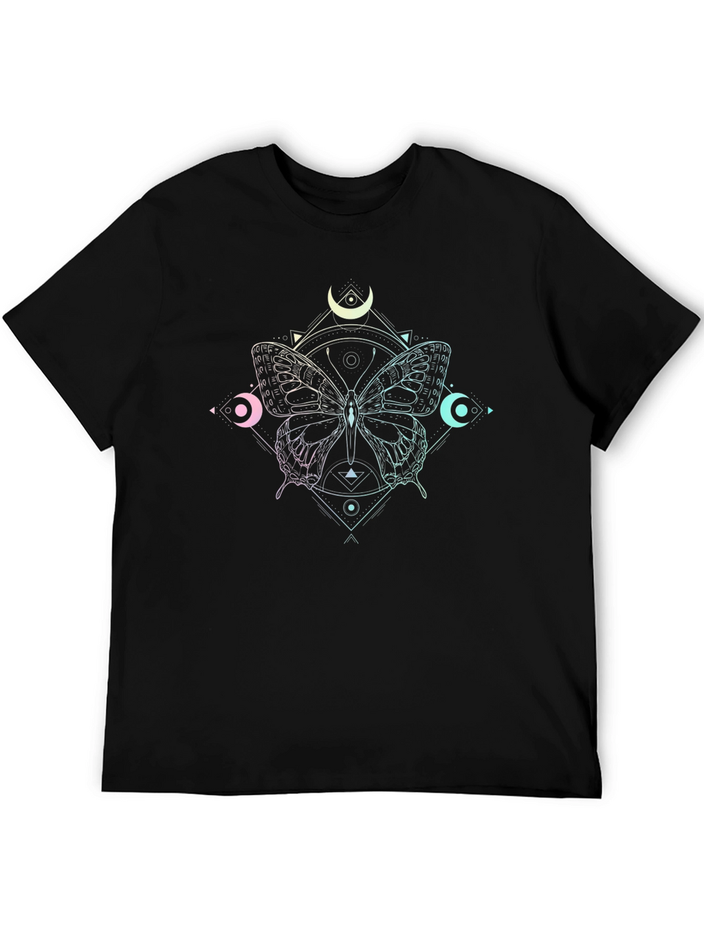 Butterfly Geometric Graphic Black Tee