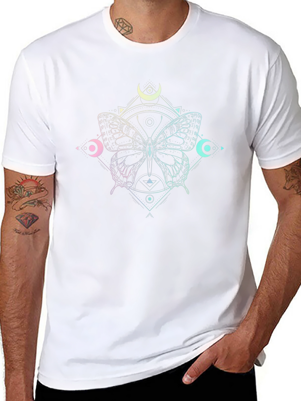 Butterfly Geometric Graphic Black Tee