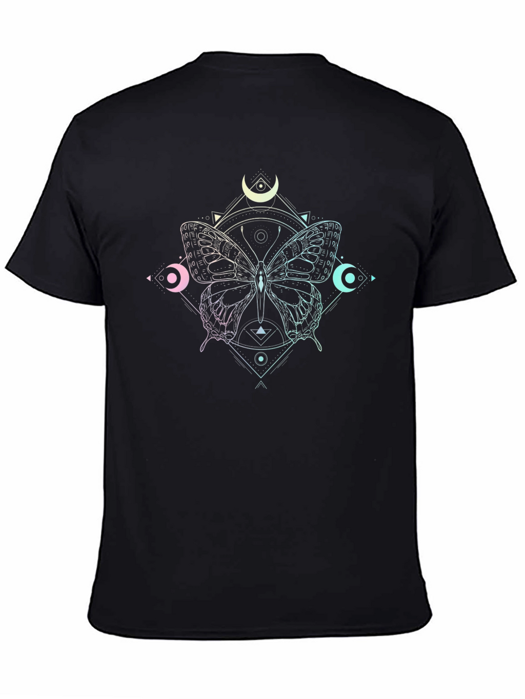 Butterfly Geometric Graphic Black Tee