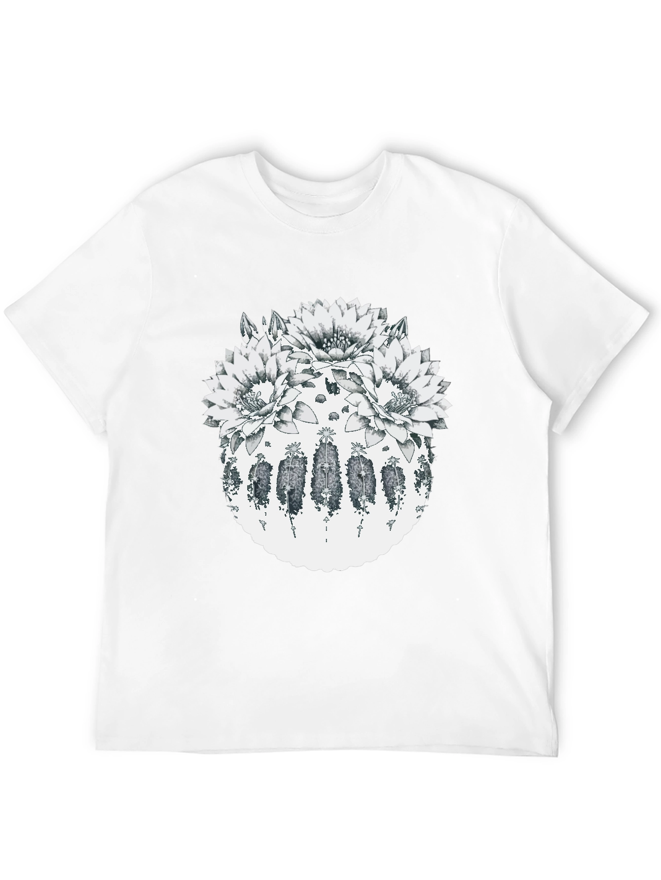 Botanical Cactus Flower Graphic T-Shirt