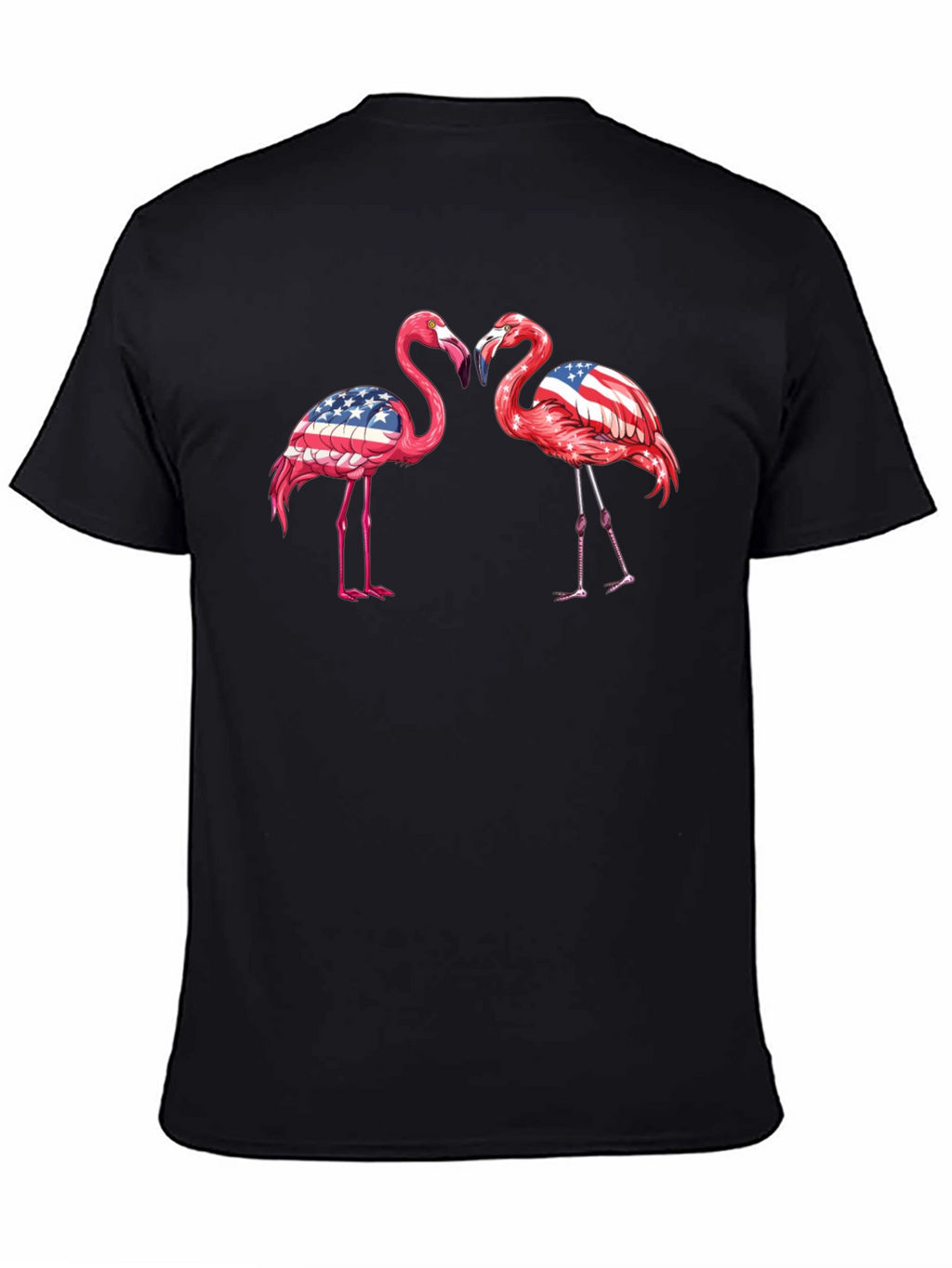 Patriotic Flamingo USA Flag Graphic T-Shirt