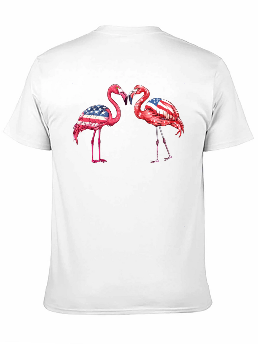 Patriotic Flamingo USA Flag Graphic T-Shirt