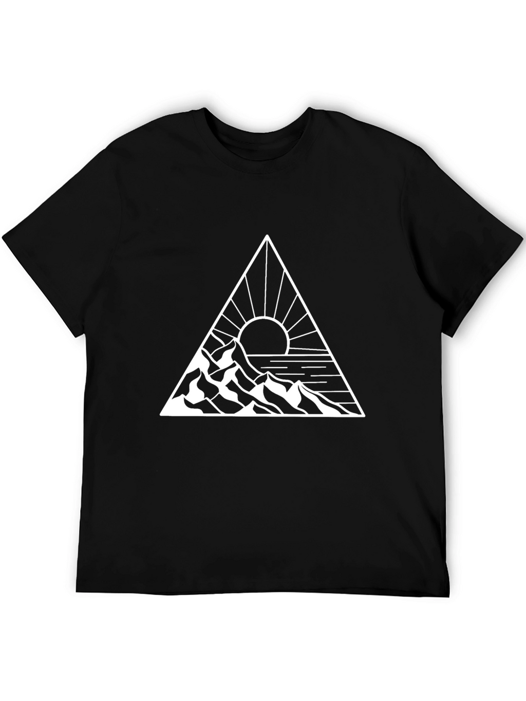 Triangle Mountain Sun Graphic Black T-Shirt