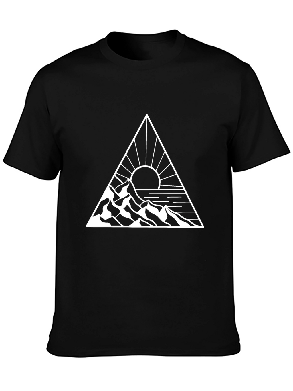 Triangle Mountain Sun Graphic Black T-Shirt