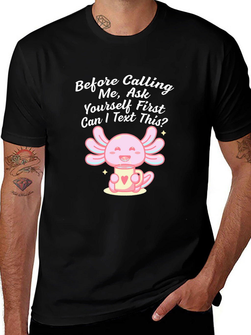 Axolotl Text First Black T-Shirt