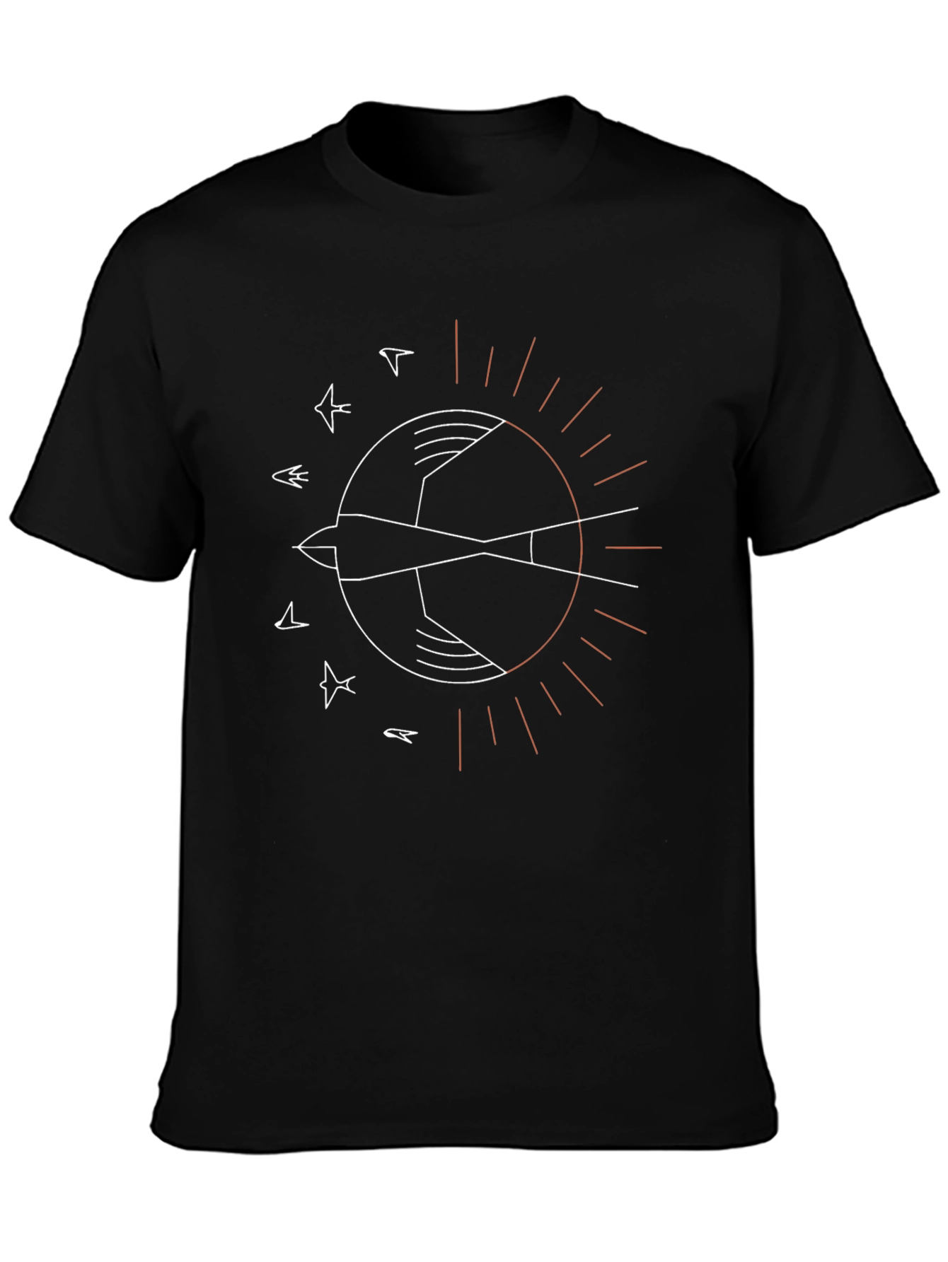 Minimalist Bird Graphic Tee - Black