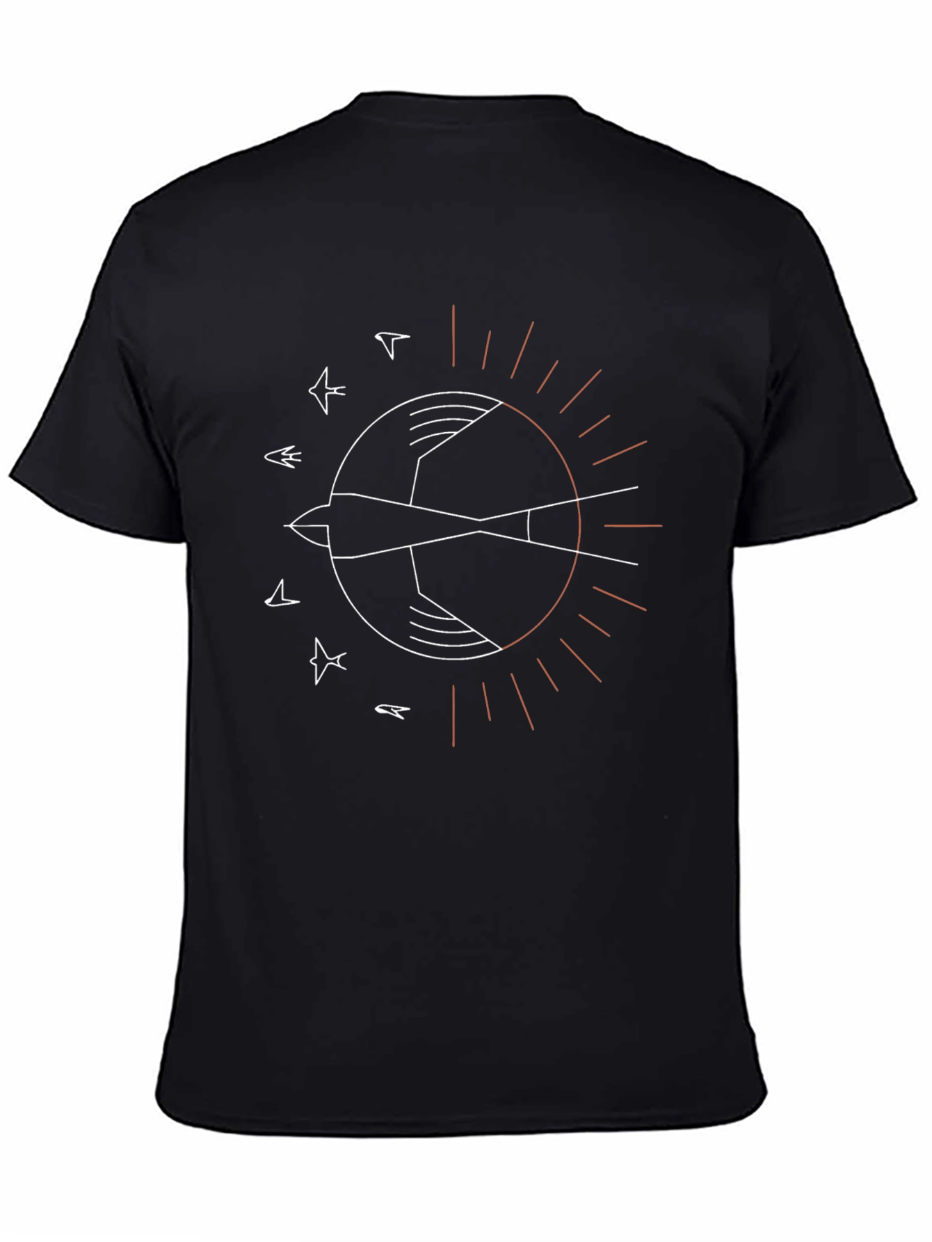 Minimalist Bird Graphic Tee - Black