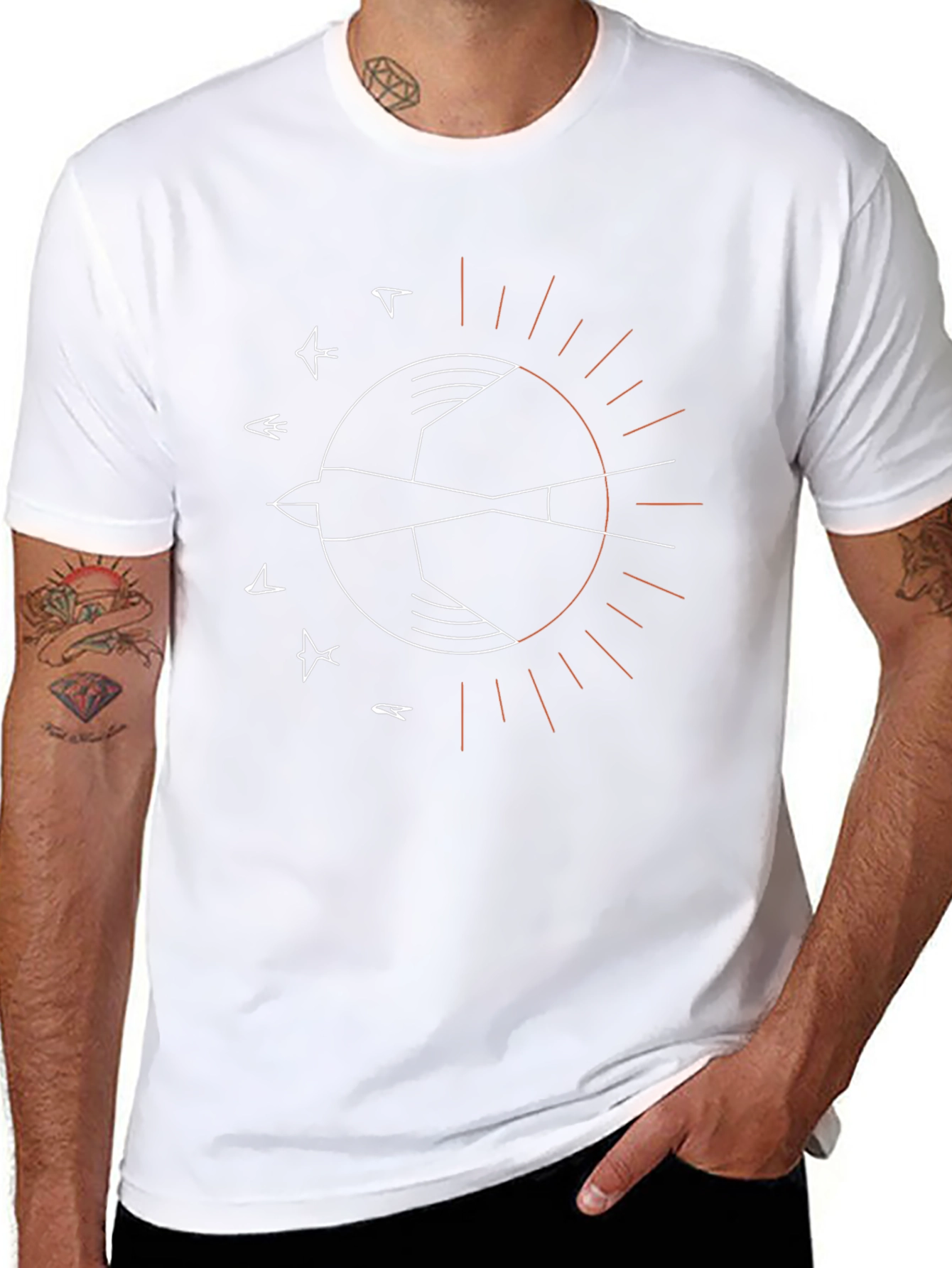 Minimalist Bird Graphic Tee - Black