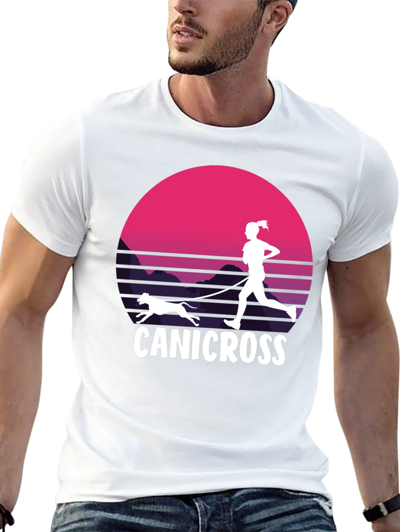 Canicross Sunset T-Shirt - Running Dog Design