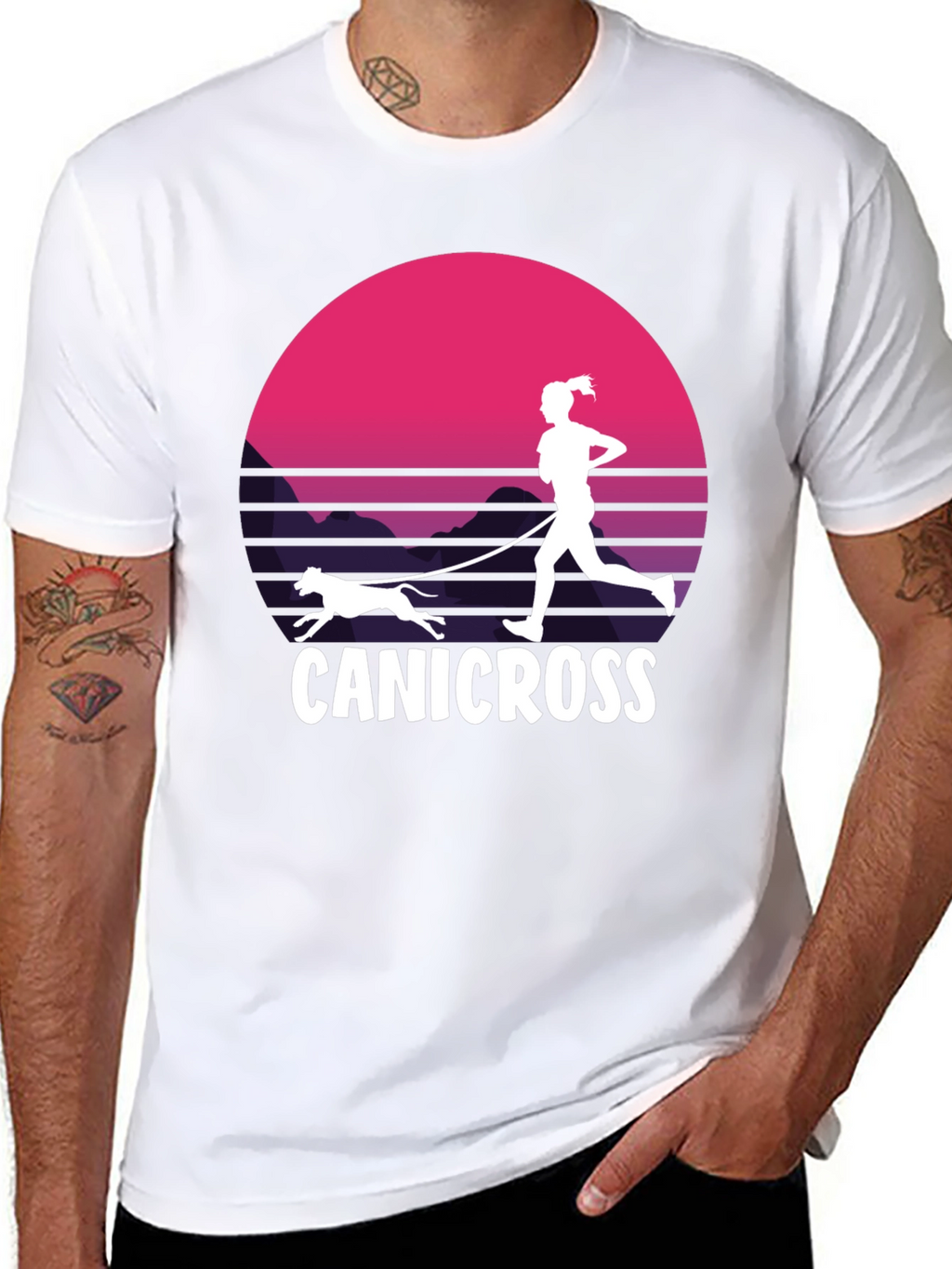 Canicross Sunset T-Shirt - Running Dog Design