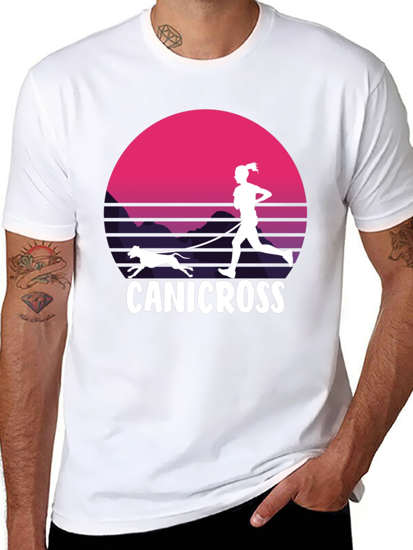 Canicross Sunset T-Shirt - Running Dog Design
